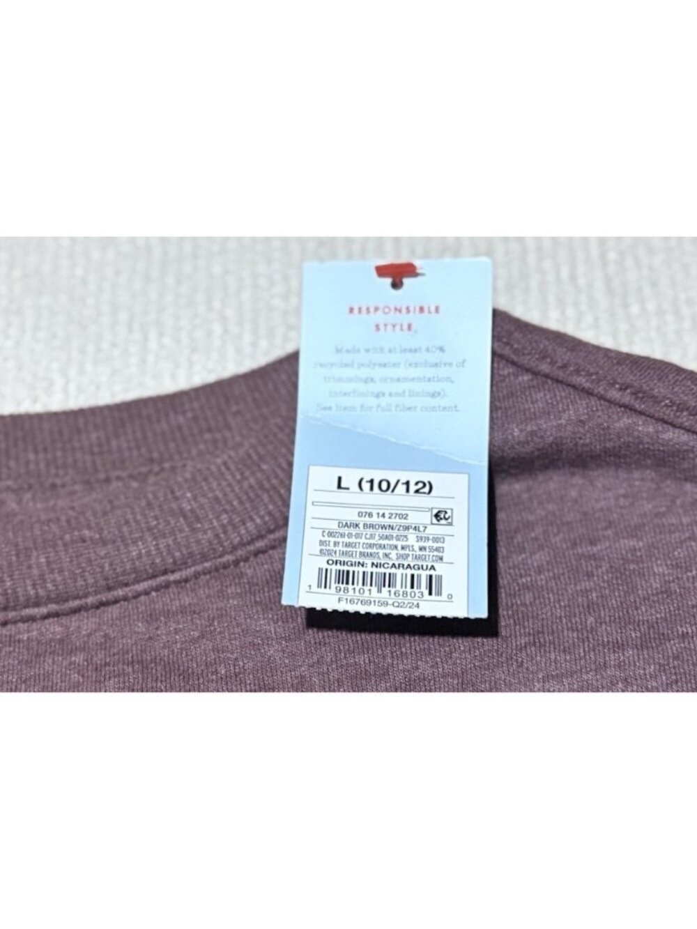 Cat & Jack Kids Crewneck Sweatshirt Size L 10/12 Brown Pullover Cotton Blend NW - Picture 2 of 7